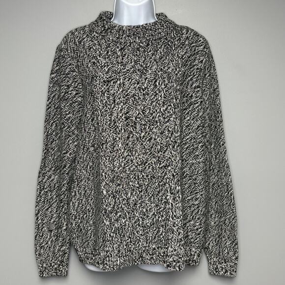 Lands End 100% Cotton Heavyweight Grandmacore Fishermans Sweater Womens Sz XL - Picture 1 of 7